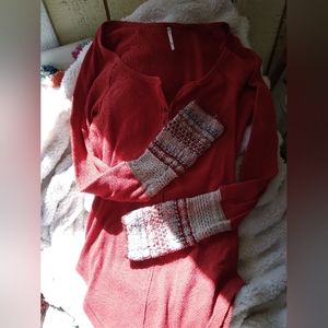 Free people sweater cuff thermal top M